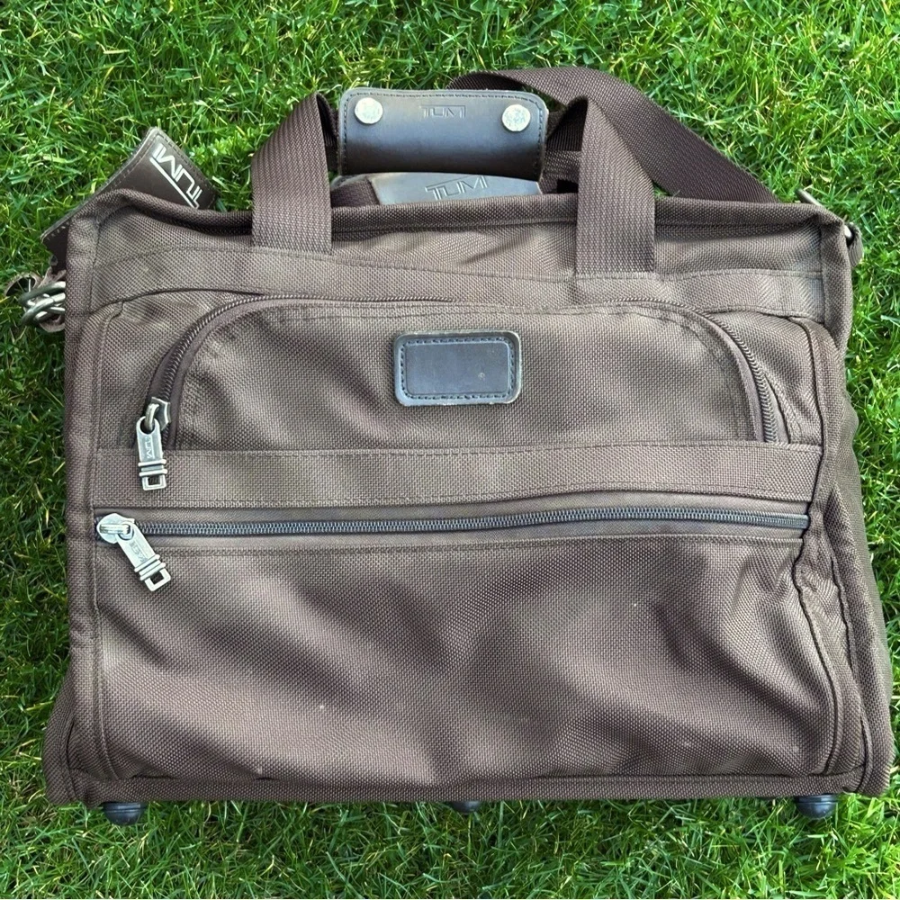 TUMI Canvas and Leather Carryon Duffle Travel Bag Chocolate Brown | Made in USA